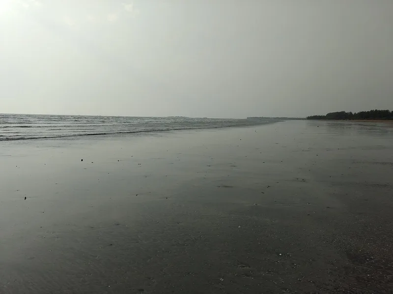 Waves and wet sand along Nagaon Beach
