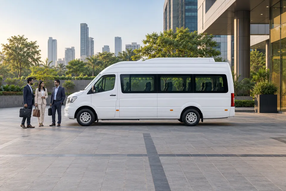 AI-generated corporate group departure scene