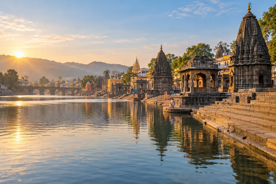 AI-generated illustration of Nashik riverside temple architecture